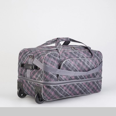 Сумка дорожная на колёсах, отдел с расширением, наружный карман, цвет серый