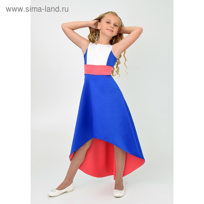 Платье нарядное  детское, рост 152 см, цвет электрик 2Н42-1 - Фото 1