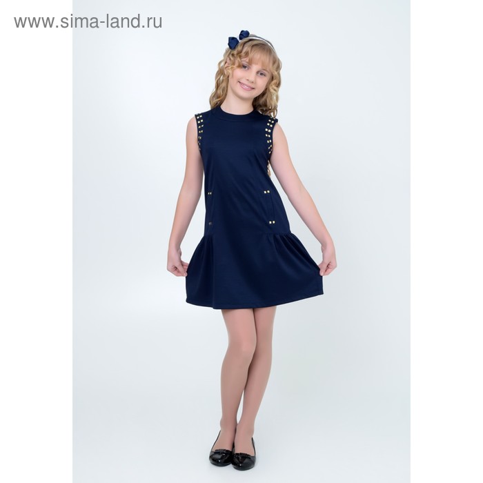 Платье нарядное  детское, рост 134 см, цвет темно-синий 2Т39-4 - Фото 1