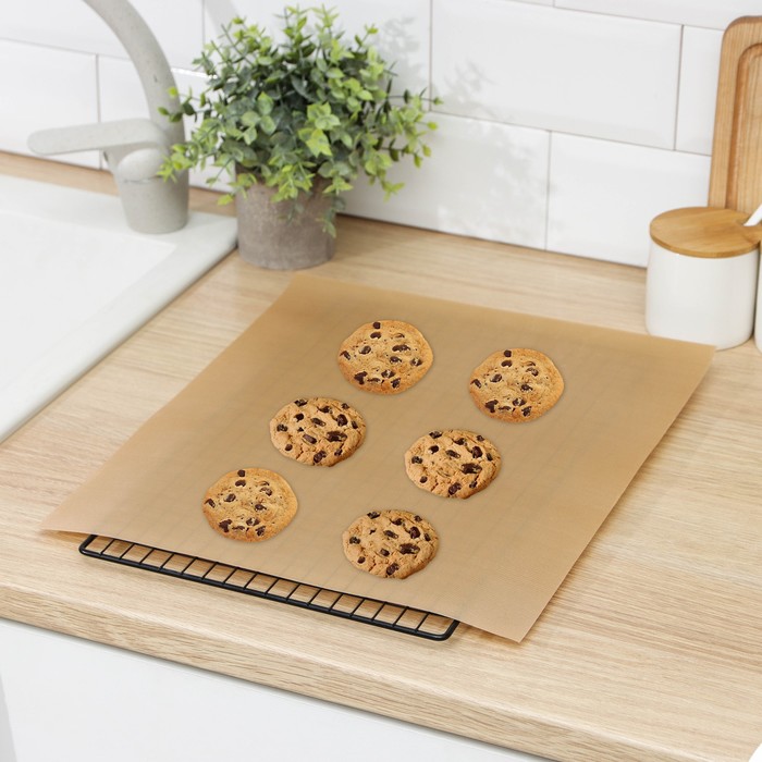 Коврик для выпечки, тефлоновый, многоразовый, 33×40 см, бежевый