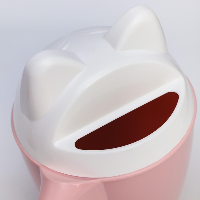 Ковш для купания и мытья головы, детский банный ковшик, хозяйственный «Котофей», 1 литр, цвет розовый - фото 1908342601