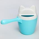 Ковш для купания и мытья головы, детский банный ковшик, хозяйственный «Котофей», 1 литр, цвет голубой - Фото 3