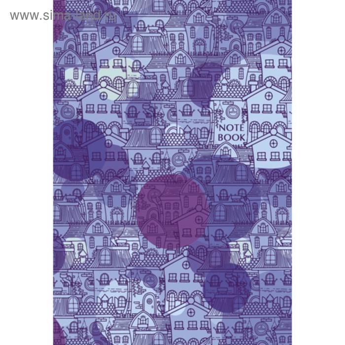 Колледж-тетрадь А6, 64 листа клетка "Графика. Домики", интегральная обложка, глянцевая ламинация - Фото 1