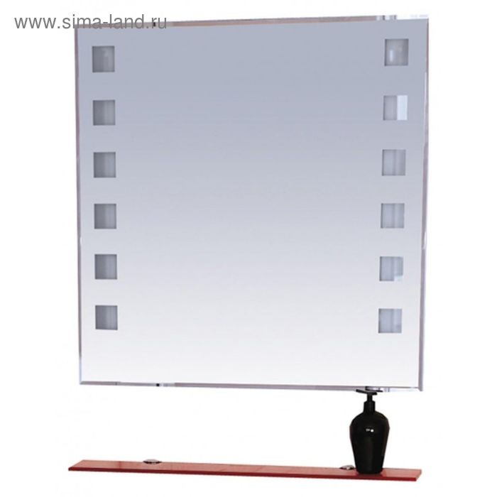 Зеркало Misty "Эллада 75", с красной полочкой, с подсветкой - Фото 1