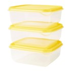 Набор контейнеров ПРУТА, 3 шт,  0.6 л, цвет прозрачный / жёлтый - фото 299372920