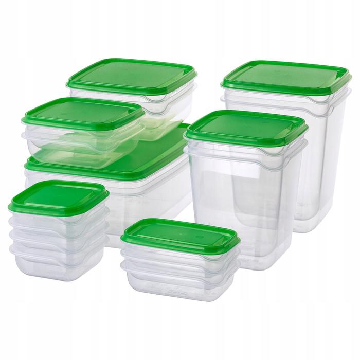 Набор контейнеров ПРУТА, 17 шт, цвет прозрачный / зелёный - Фото 1
