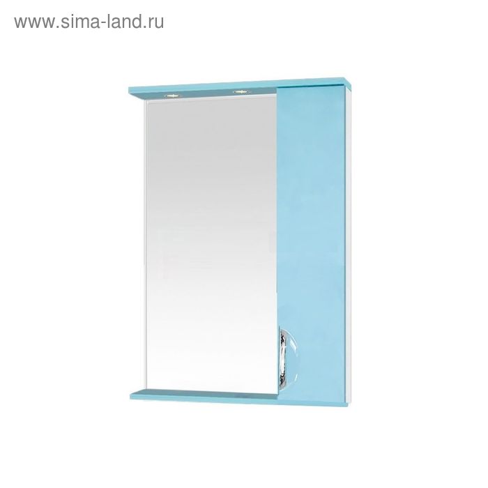 Шкаф-зеркало Misty "Жасмин 55", правый, с подсветкой, голубая эмаль - Фото 1