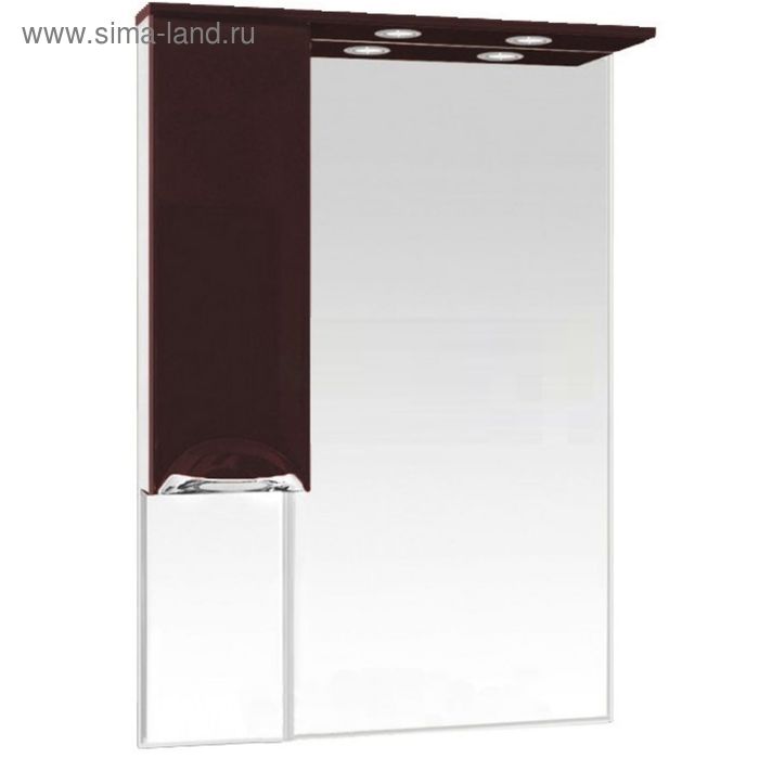 Шкаф-зеркало Misty "Жасмин 65", левый, с подсветкой, коричневая эмаль - Фото 1