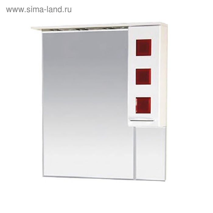 Шкаф-зеркало Misty "Кармен 90", правый, белая пленка, красное стекло - Фото 1