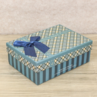 Коробка подарочная "В клеточку", цвет синий, 17 х 12 х 6 см - Фото 1