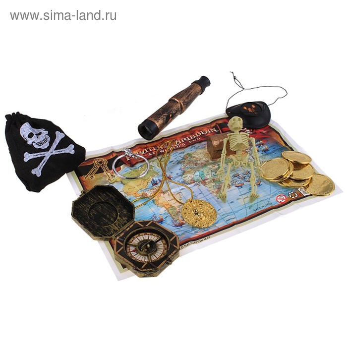 Набор оружия «Пират», карта, компас, украшения, подзорная труба, повязка на глаз - Фото 1