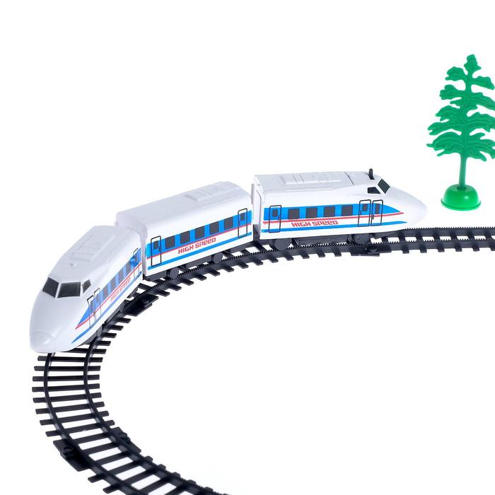 Железная дорога «Электропоезд», работает от батареек, в комплекте: деревья, знаки и станция - фото 1908217827