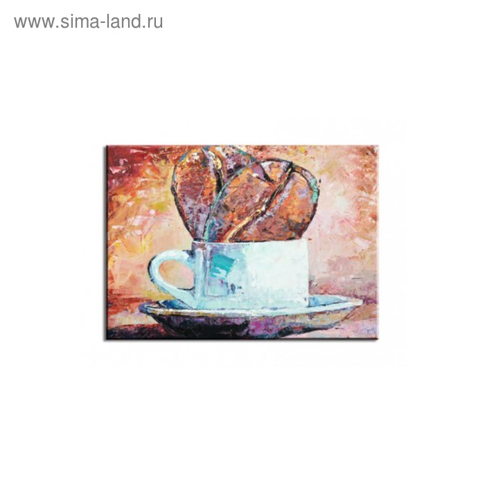 Картина акриловая «Кружка с кофейными зёрнами», 60x40см - Фото 1