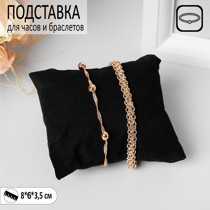 Подушка для украшений, флок, 8×6×3,5 см, цвет чёрный - Фото 1