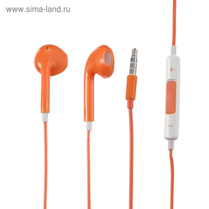 Наушники LuazON, вкладыши, микрофон, оранжевые - Фото 1