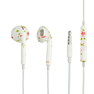 Наушники LuazON LN-7, вкладыши, микрофон, принт цветы