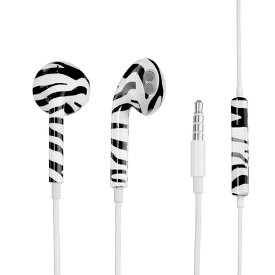 Наушники LuazON VBT 1.2, вкладыши, микрофон, принт зебра