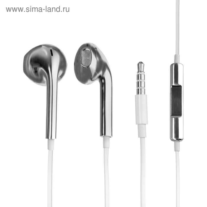 Наушники LuazON RX-13, вкладыши, микрофон, серебристые - Фото 1