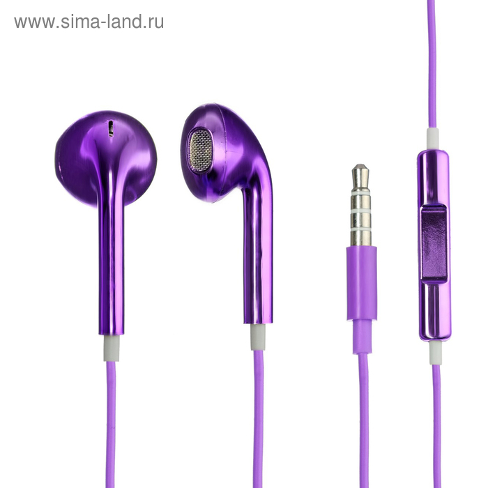 Наушники LuazON VBT 1.2, вкладыши, микрофон, фиолетовые - Фото 1