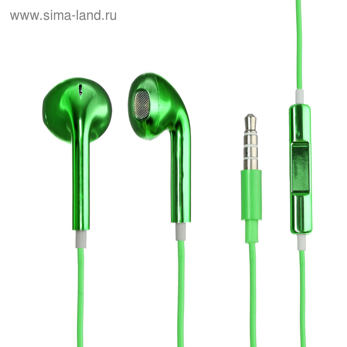 Наушники LuazON RX-13, вкладыши, микрофон, зелёные - Фото 1