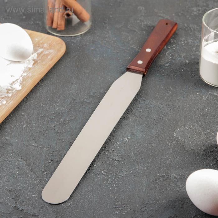 Кондитерская лопатка - палетка, прямая, 37.5 см, рабочая часть 25 см, коричневая - Фото 1