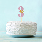 Топпер «3», с короной, розовый цвет - Фото 1