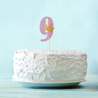 Топпер «9», с короной, розовый цвет - Фото 1