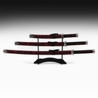 Макет оружия «Сувенирные катаны на подставке 3в1. Драконы красные на чёрном», ножны ткань, 47 см; 70 см; 89 см - Фото 2