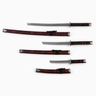 Макет оружия «Сувенирные катаны на подставке 3в1. Драконы красные на чёрном», ножны ткань, 47 см; 70 см; 89 см - Фото 3