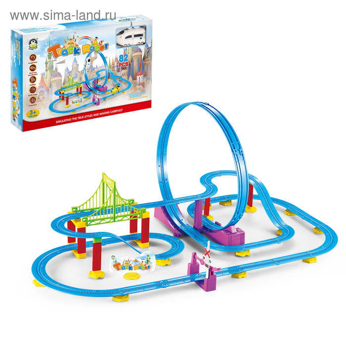 Автотрек «Гонка по кольцевой», работает от батареек, 82 детали - Фото 1