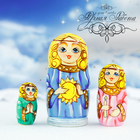 Матрешка 3 кукольная "Ангел христианский синий" 11см - Фото 1