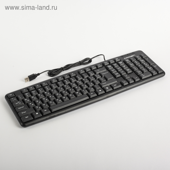 Клавиатура CROWN CMK-02, проводная, мембранная, 107 клавиш, длина провода 1.8 м, USB,черная - Фото 1