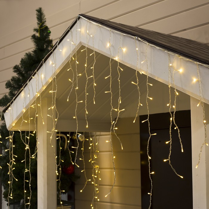 УЦЕНКА Гирлянда «Бахрома» 3×0.9 м, IP44, УМС, прозрачная нить, 232 LED, свечение тёплое белое, 220 В - Фото 1