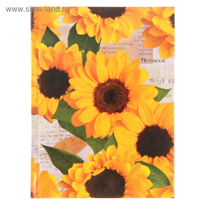 Бизнес-блокнот А6, 96 листов "Цветы. Солнечное настроение" твердая обложка, глянцевая ламинация - Фото 1