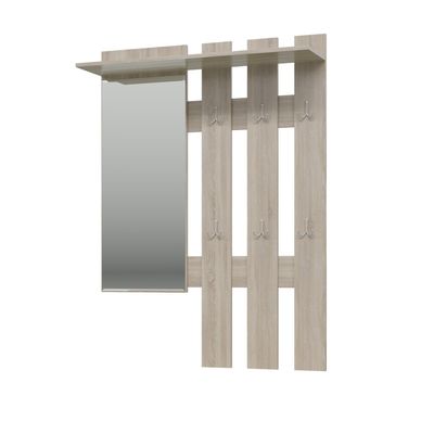 Вешалка «Лира», с зеркалом, 1000×280×1350 мм, цвет дуб сонома