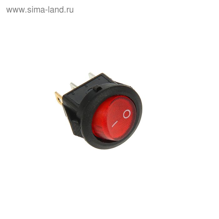 Выключатель клавишный REXANT RWB-106, круглый, 250В, 3А (3с), ON-OFF, Micro, красный, с под - Фото 1