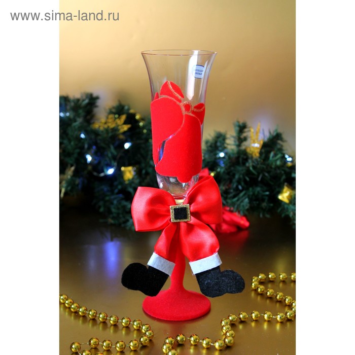 набор новогодних бокалов "Санта", красные 2 шт, хрусталь - Фото 1