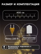 УЦЕНКА Гирлянда «Нить» 4 м с насадками «Шарик сетка», IP20, прозрачная нить, 20 LED, свечение тёплое белое, 8 режимов, 220 В - Фото 2