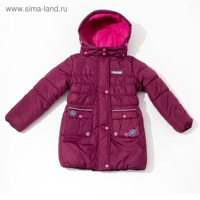 Куртка (пальто) зимняя MW27109 пурпурный, рост 122 см - Фото 1