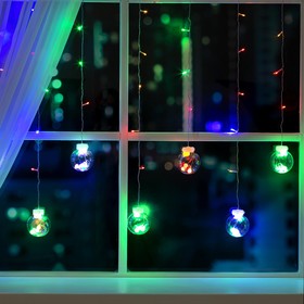 УЦЕНКА Гирлянда «Бахрома», 2.4×0.7 м, с насадками в виде шариков, IP20, 108 LED, 220 В, 8 режимов, прозрачная нить, свечение мульти 2881713