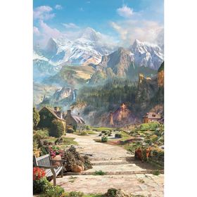 Панно "Городок в горах" К-219 (2 полотна), 200x300 см