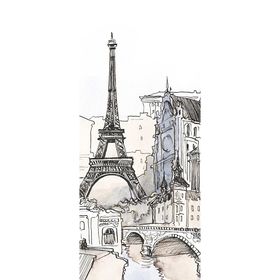 Фотообои "Париж. Черно белая графика" С-023 (1 полотно), 95x220 см