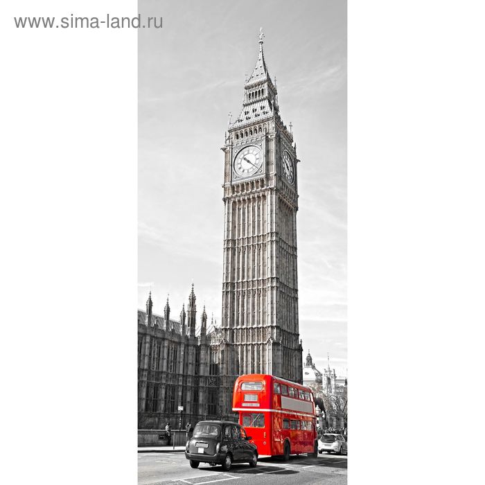 Фотообои "Красный автобус в Лондоне" С-024 (1 полотно), 95x220 см - Фото 1
