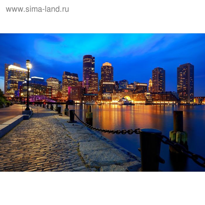 Фотообои "Ночная набережная в Бостоне" M 658 (2 полотна), 200х135 см - Фото 1