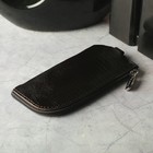 Ключница на молнии К-07л, 14*0,5*6,5, кольцо внутри, ящер т.коричневый - Фото 1