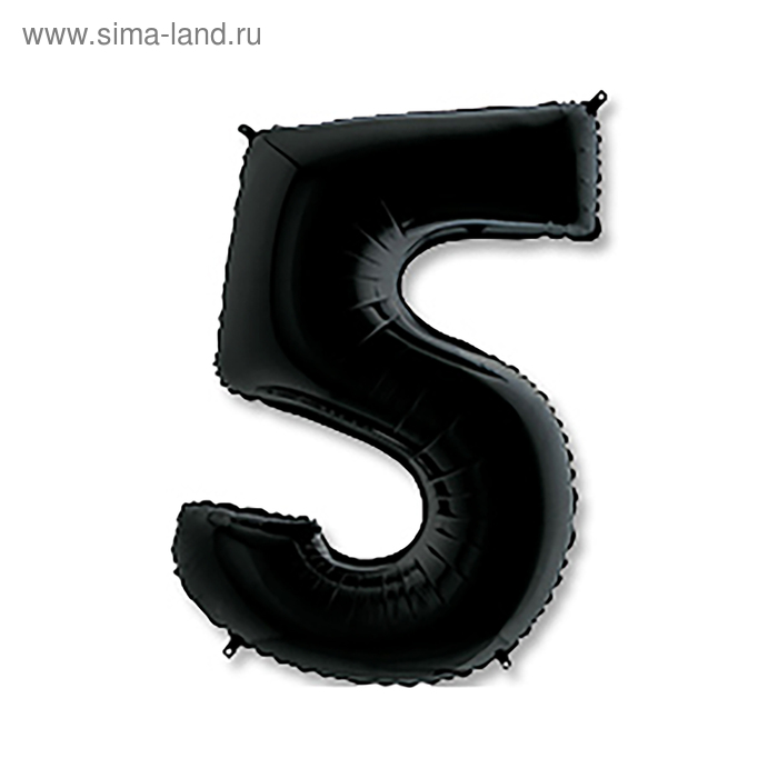 Шар фольгированный 40" «Цифра 5», цвет чёрный - Фото 1