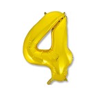 Шар фольгированный 40" Цифра 4, индивидуальная упаковка, цвет золотой - Фото 2