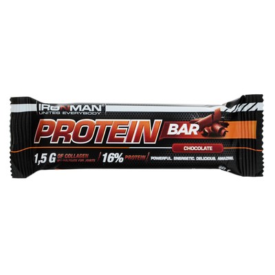 Россия "IRONMAN" Батончик "Protein Bar" с коллагеном, 50 г (Шоколад / тёмная глазурь)