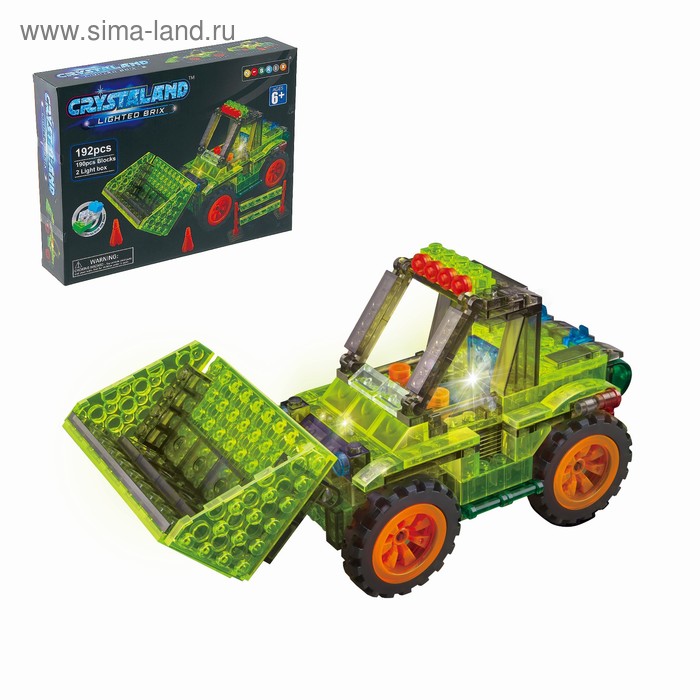 Светящийся конструктор Crystaland «Трактор с ковшом», 192 детали - Фото 1