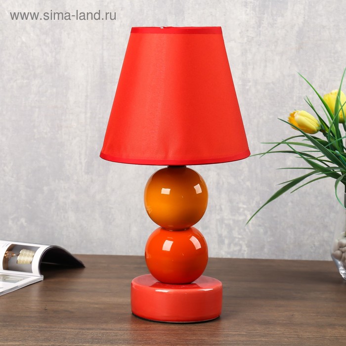 Светильник "Два шара" красно-оранжевый 1x25W E14 14,5x14,5x32,5 см - Фото 1